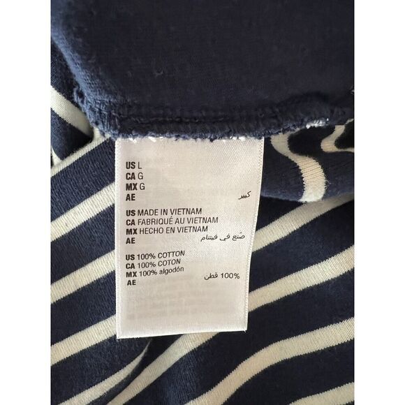 Navy Blue/White Striped Knee Length Dress with Pockets - Nautical Cotton Large - Picture 10 of 11